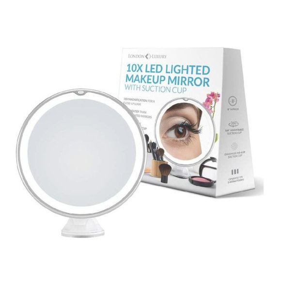 8" 10X LED lighted makeup mirror with suction cup - Picture 2 of 8
